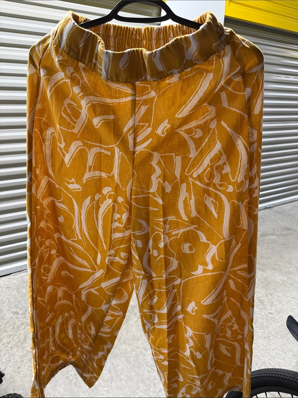 Mustard Floral Print Drawstring Pants